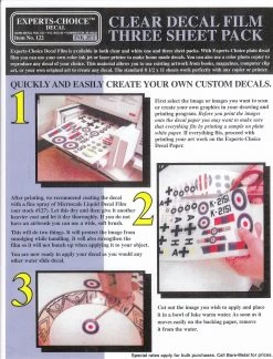 Clear Inkjet Decal Film Three Sheet Pack #122