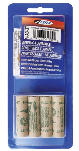 ESTES Engines For Model Rockets 1/4A3-3T Engines (EST1502) 3 ESTES Engines For Model Rockets 1/4A3-3T Engines (EST1502)
