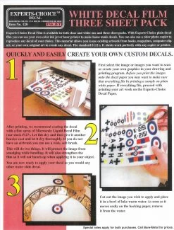 White Inkjet Decal Film Three Sheet Pack #120