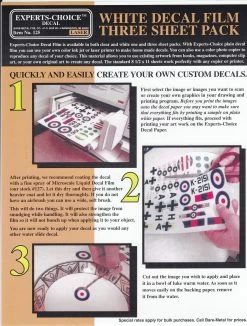 White Laser Jet Decal Film Three Sheet Pack #125